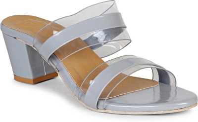 MESHVA Women Heels(Grey, Beige , 5)