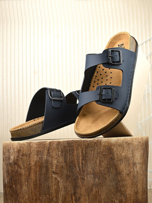 Roadster Stylish Dual Strap Buckle Design Men Sandals(Navy , 10)