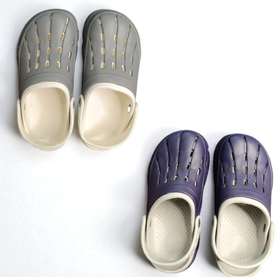 Monrav Men Clogs(Grey, Navy , 7)