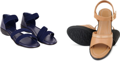 PMS Women Wedges(Beige, Blue , 6)