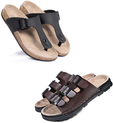 Walkivo Men Sandals(Black, Brown, Beige , 9)