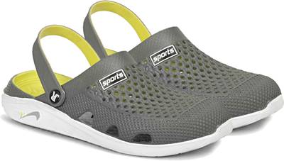 KOQUE Men Grey, Yellow Clogs