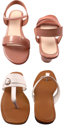 Goraiya Women Flats(Pink, White , 8)