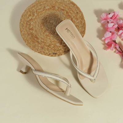 METRO Women Heels(Off White , 4)