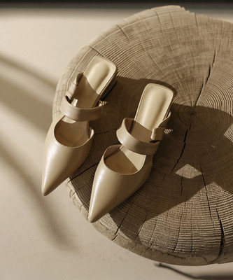 Purplehunt Women Heels(Beige , 5)