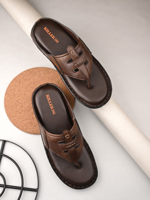 KILLER Stylish Dual Strap Buckle Design Men Sandals(Brown , 8)