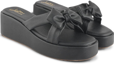 jm looks Women Wedges(Black , 7)