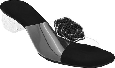 TRYME Women Heels(Black , 8)