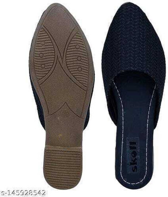 PZ MIR Women Flats(Black, Silver , 8)