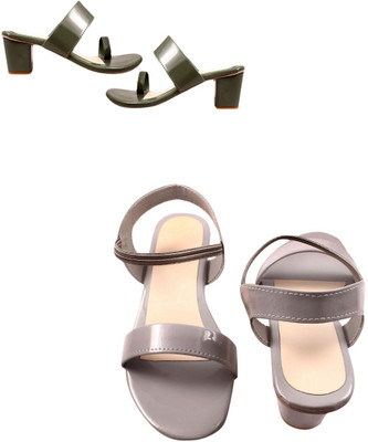 Goraiya Women Heels(Green, Purple , 4)