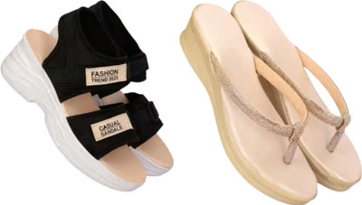 Riddhi Footwear Women Flats(Black, White , 5)