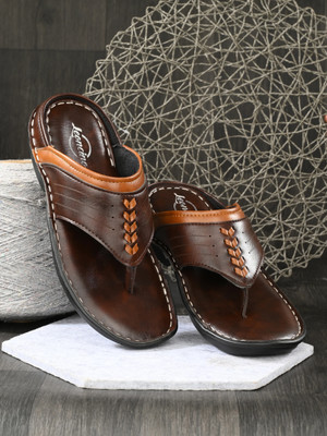 LEONCINO Slippers | Stylish Comfortable Chappal | Daily Casual And Ethnic Wear Sandals | Men Sandals(Brown , 6)
