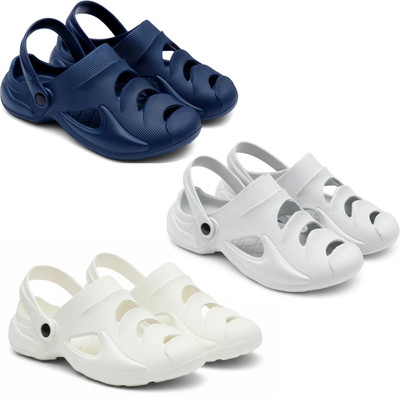 Golf Men Clogs(Blue, Grey, White , 6)