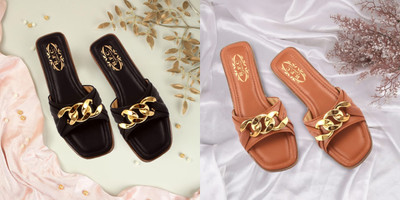 R F C Women Flats(Black, Brown , 5)