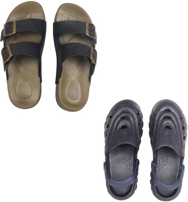 Vomoya Men Sandals(Black, Blue , 10)