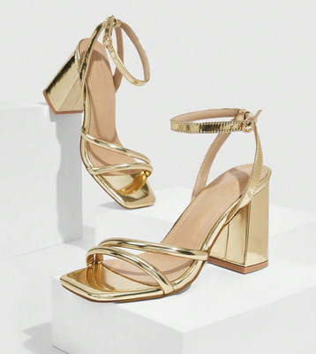 Litmus Women Heels(Gold , 4)