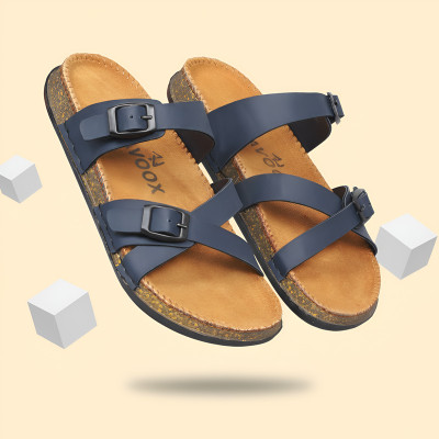 ZAVOOX Men Sandals(Blue, Tan , 7)