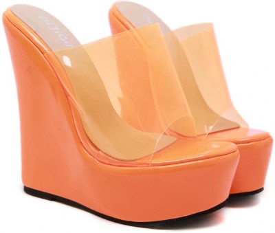 Baespice Women Wedges(Orange , 8)