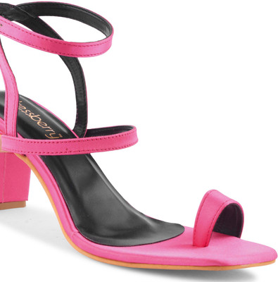 Dressberry Women Heels(Pink, Black , 8)