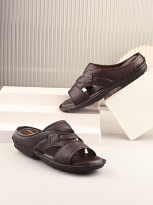 KILLER Stylish Dual Strap Buckle Design Men Sandals(Brown , 6)