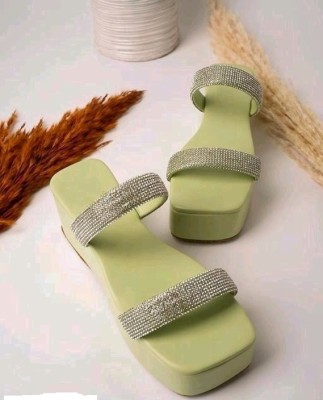 Bonny Collection Women Wedges(Green , 7)