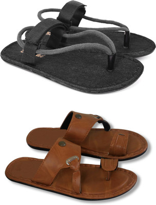 Aishwary Glams Men Sandals(Black, Tan , 10)