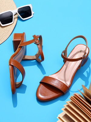 TRASE Women Heels(Tan , 8)
