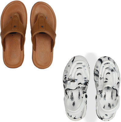 Vomoya Men Sandals(Tan, White , 6)
