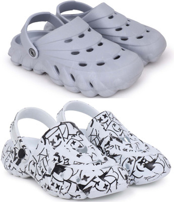 Pampy Angel Men Combo Pack of 2, Ultra cushion, Flipflops, Slipper, Slides, Sandal, Clogs Men Casual(Grey, White , 6)