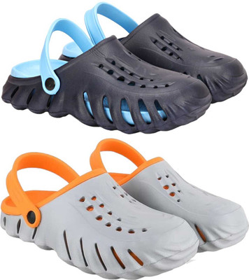 RIFOF Men Clogs(Blue, Grey , 7)