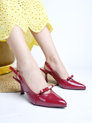 SHOETOPIA Women Heels(Maroon , 6)