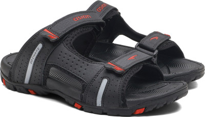 asian Men Sports Sandals(Black, Red , 8)