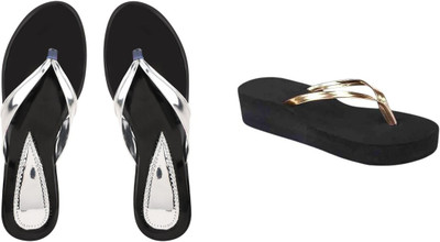 kishu Women Heels(Silver, Gold, Black , 6)