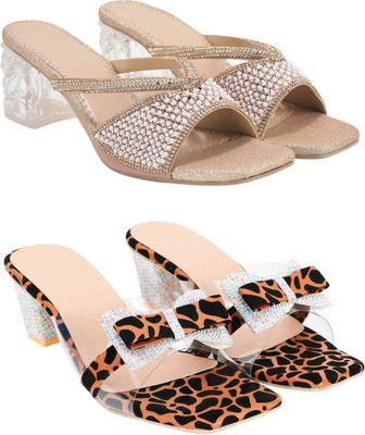 Beacon Women Heels(Green, Orange , 3)
