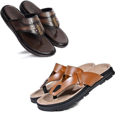 Walkivo Men Sandals(Brown, Tan , 10)