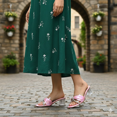 tripple patti Women Heels(Pink , 6)