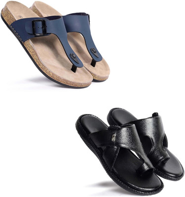 Walkivo Men Sandals(Blue, Black, Beige , 8)