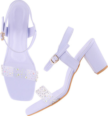 TRYME Women Heels(Purple , 8)