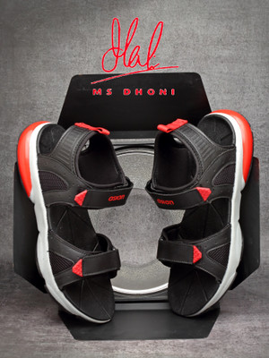 asian Men Sports Sandals(Black, Red , 10)