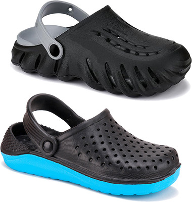 Camfoot Men Sandals(Black, Blue , 8)