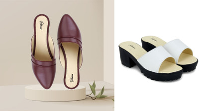 Todhwear Women Heels(Maroon, White , 8)