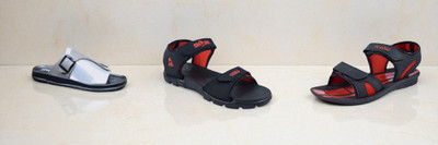 Classica Men Sandals(Grey, Black, Red , 9)