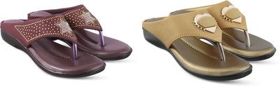 hunyza footwear Women Flats(Brown, Beige , 4)