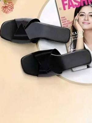 Trendy Feet Women Flats(Black , 8)