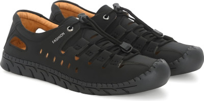 house of common Men Sandals(Black , 9)