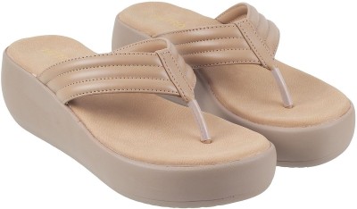 METRO Women Wedges(Beige , 4)