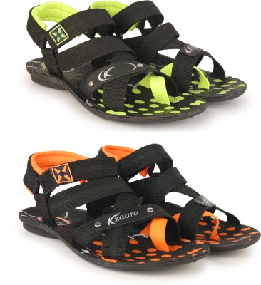 Kzaara Men Sandals(Green, Orange , 6)