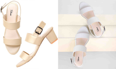Todhwear Women Heels(White, Gold , 5)