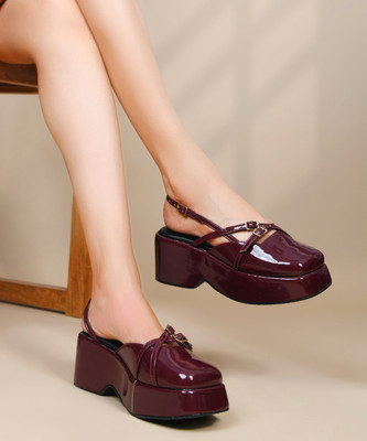 jm looks Women Heels(Maroon , 8)
