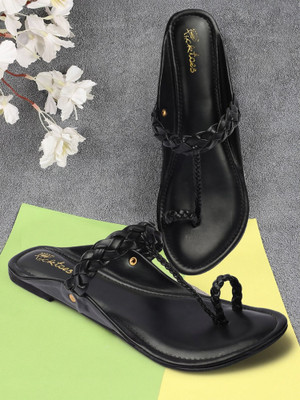 Picktoes PT-N712 Lightweight Comfort Summer Trendy Premium Stylish Party disigin Women Flats(Black , 2)